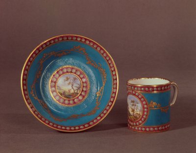 Sevres bleu celeste coffee cup and saucer, c.1780 by French School